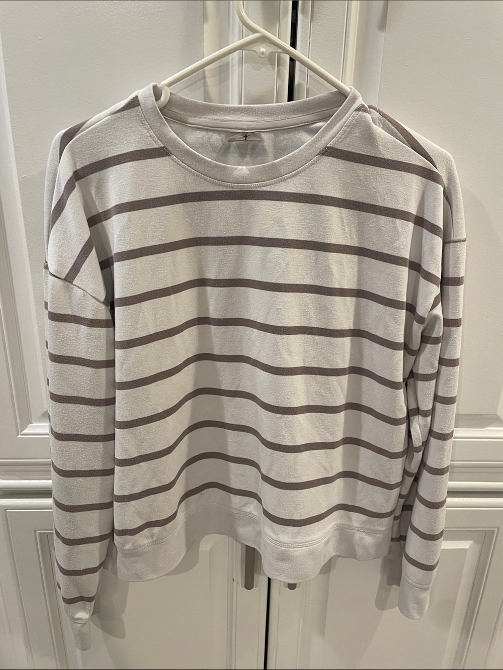 Danskin Cream Sweater with Taupe Stripes